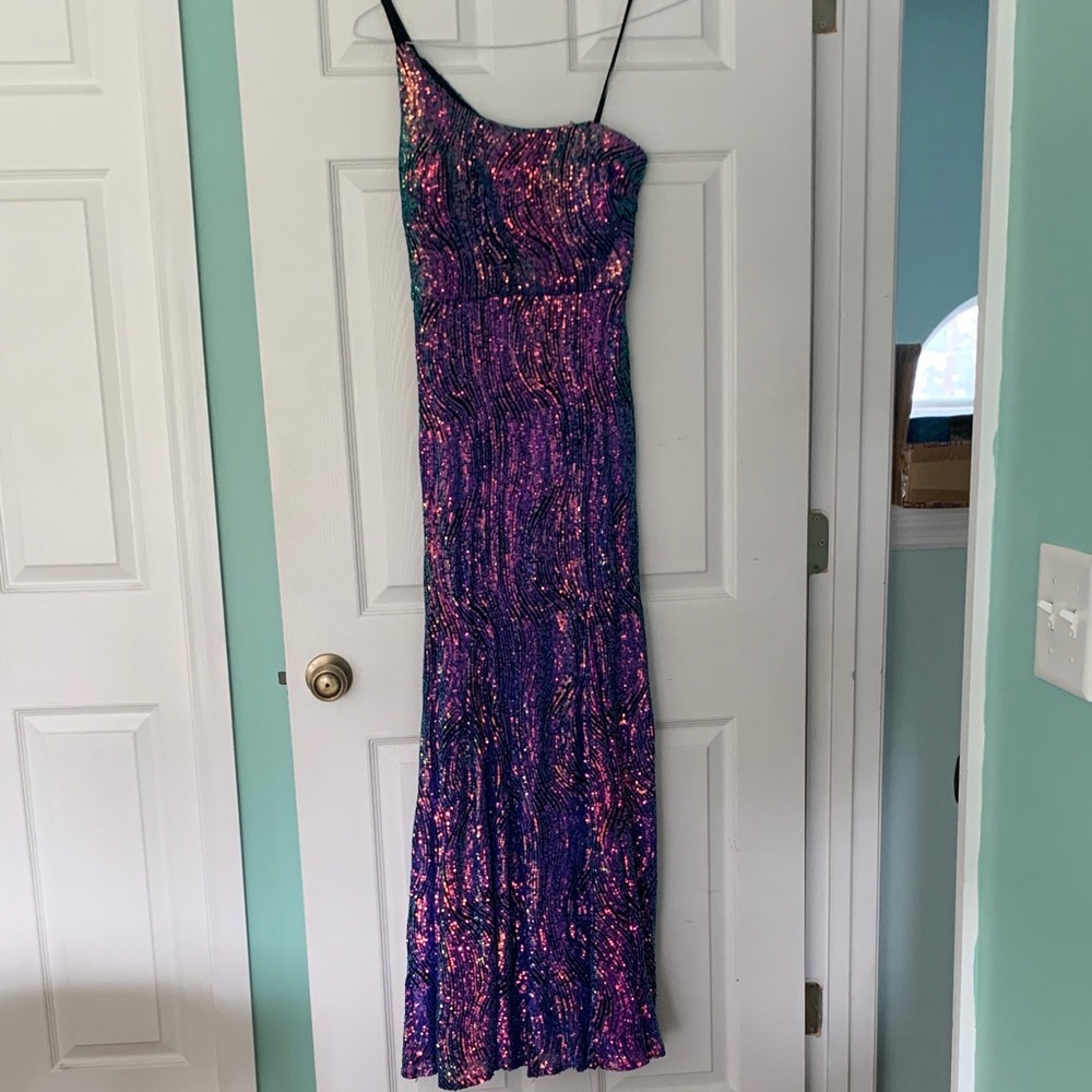 Night Way Collections One Shoulder Multicolor Dress
